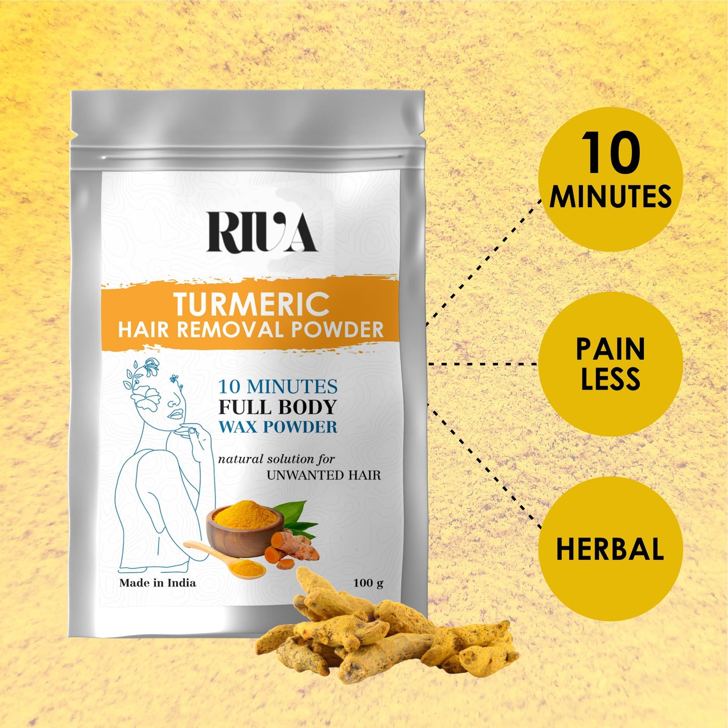Halair® by Riva | Turmeric Herbal Facial & Body Wax | Painless